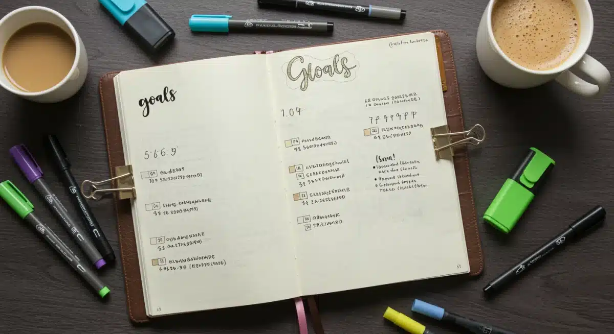 Detailed personal goal planner with action steps and organization tools