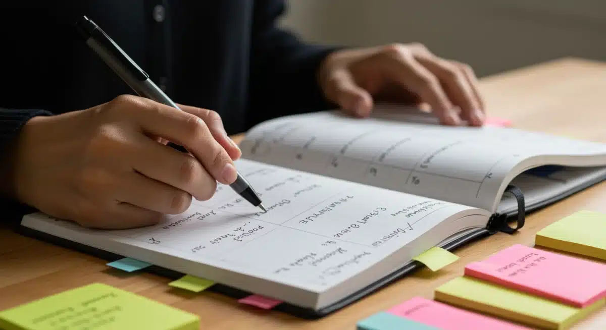 Hand writing tasks in a planner