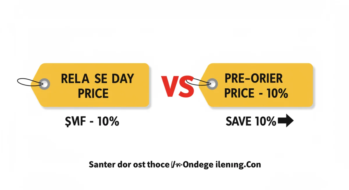 Graphic illustrating pre-order price savings compared to release day price