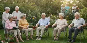 Diverse retirees enjoying leisure activities, symbolizing financial security and the impact of 2025 Social Security adjustments.