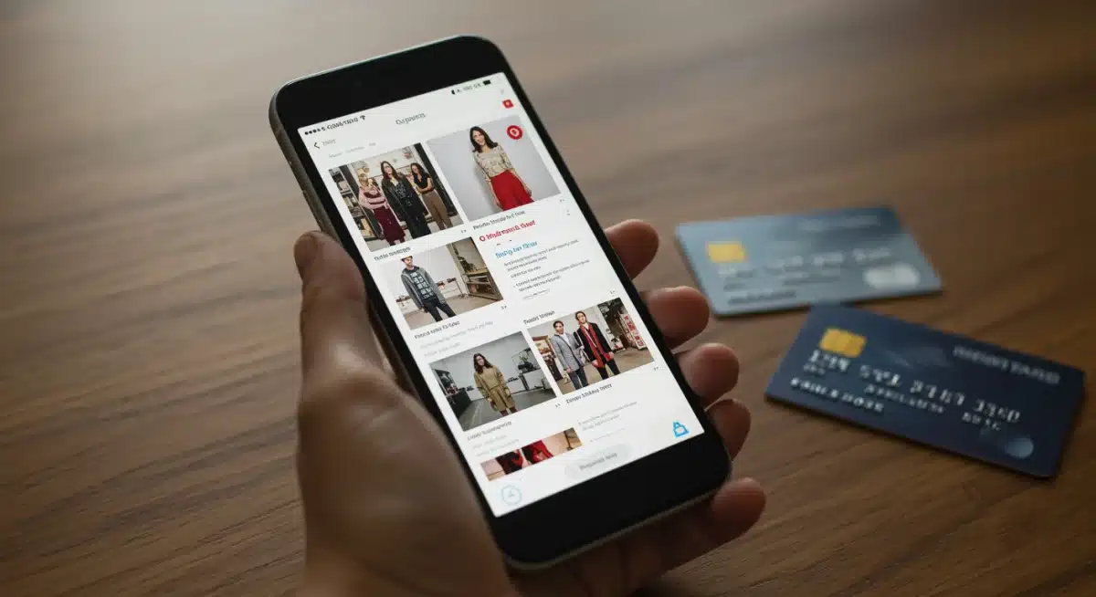 Person comparing prices and reviews on smartphone for smart fashion shopping decisions.