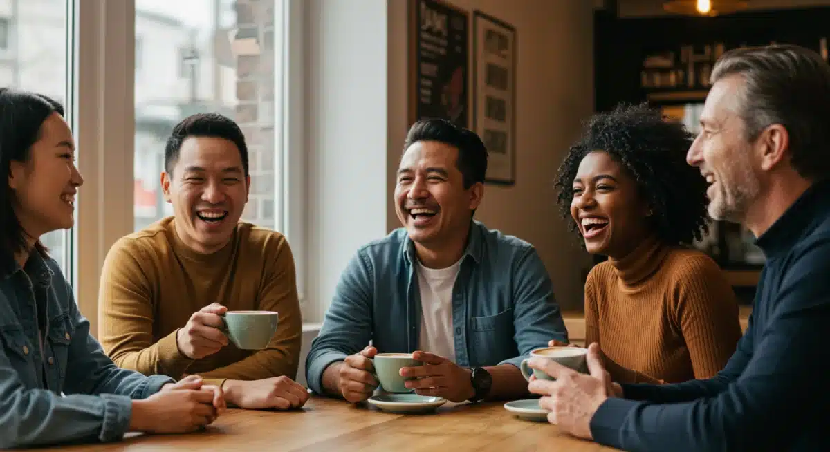 Friends sharing a supportive conversation, fostering social resilience.