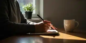 Thoughtful person journaling for daily personal growth in the US