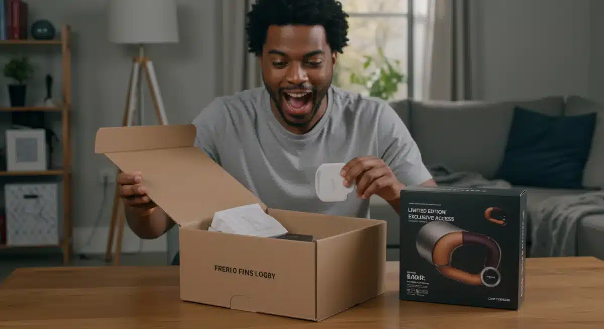 Person unboxing a pre-ordered limited edition product with excitement