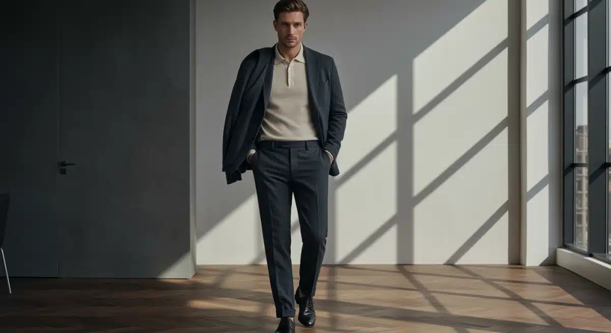 Hybrid casual formal attire for men, combining comfort with sophistication.