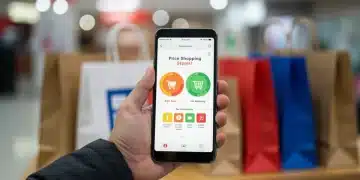 Person using a price comparison app on a smartphone to find the best deal, highlighting 2026 price matching strategies.