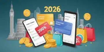 Illustration of loyalty cards and digital apps for retail rewards in the US for 2026.