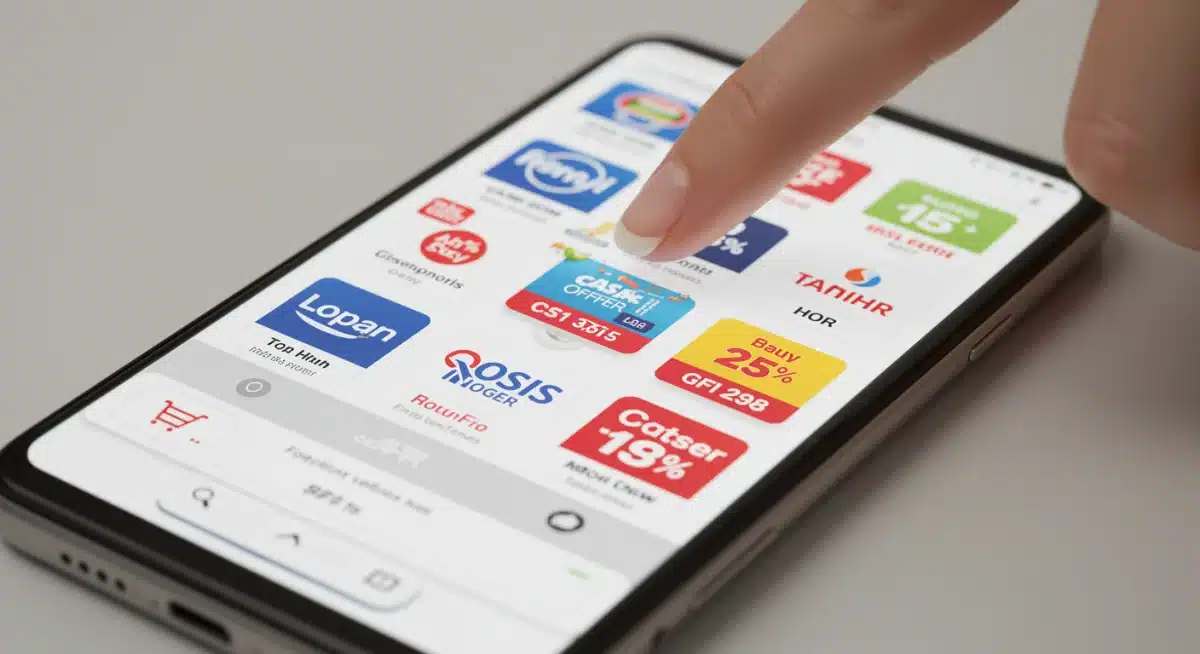 Smartphone screen showing cash back shopping portal offers