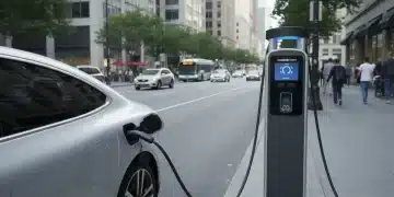 Electric vehicle charging at public station in a city