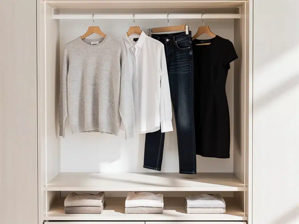 Curated wardrobe with high-quality, versatile clothing items