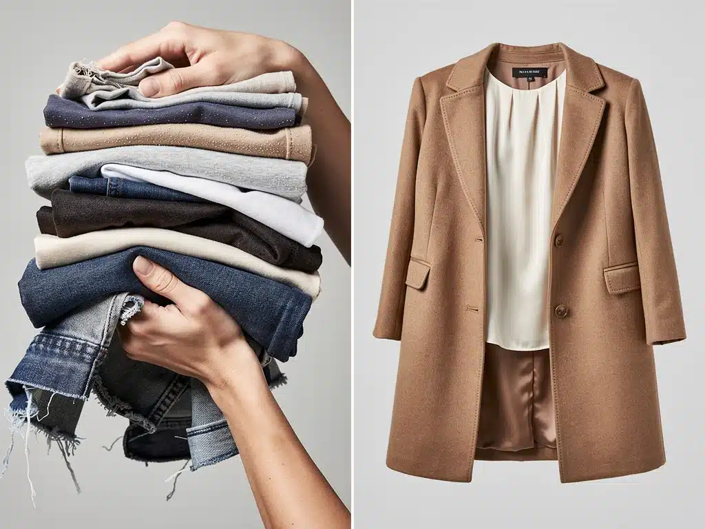 Contrast between fast fashion quantity and single quality garment
