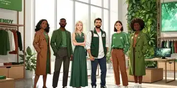 Models displaying sustainable fashion in a modern U.S. retail setting, embodying eco-conscious style.