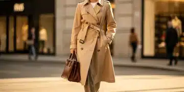 Woman in classic trench coat, symbolizing timeless fashion investment